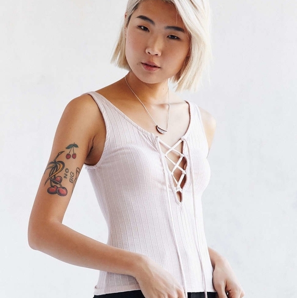 ☀️10/$15☀️ Urban Outfitters Pink Ribbed Tank - Picture 2 of 11